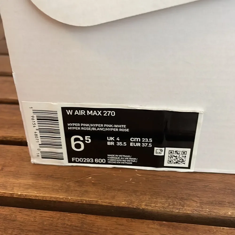 Nike Air Max 270 Hyper Pink US Women Size 6.5/UK 4/EU 37.5 (FD0293-600)